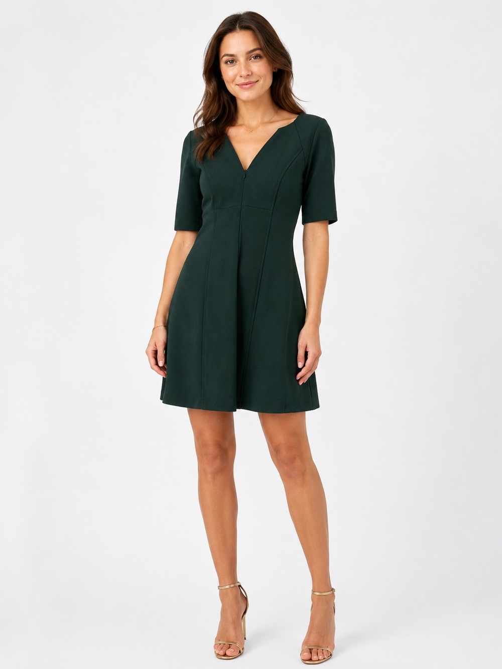 Trina Turk deep green dress w/front zipper - size 8